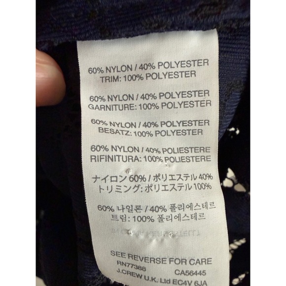 J.Crew Navy Blue Lace Top | Size 10 | Elegant Floral Lace Blouse - Picture 6 of 6